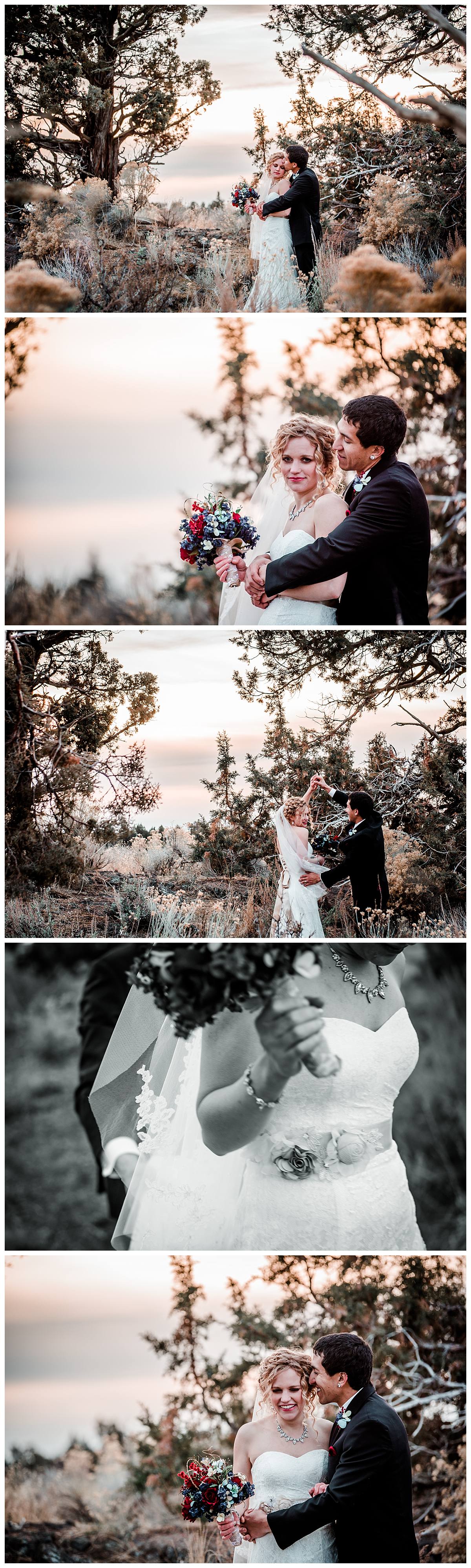 Couple portraits pronghorn resort Bend Oregon wedding photographs