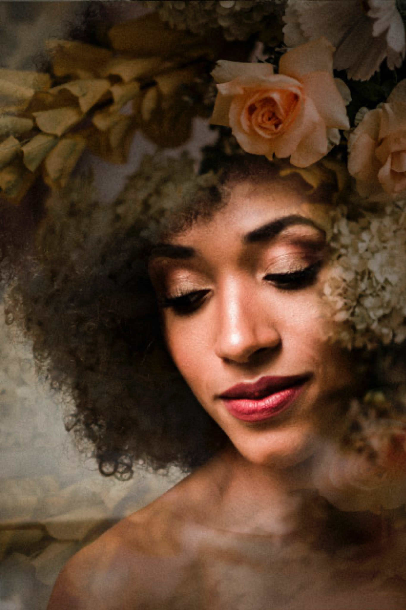 Fine art double exposure bridal portrait by Oregon wedding photographer Dionne Kraus