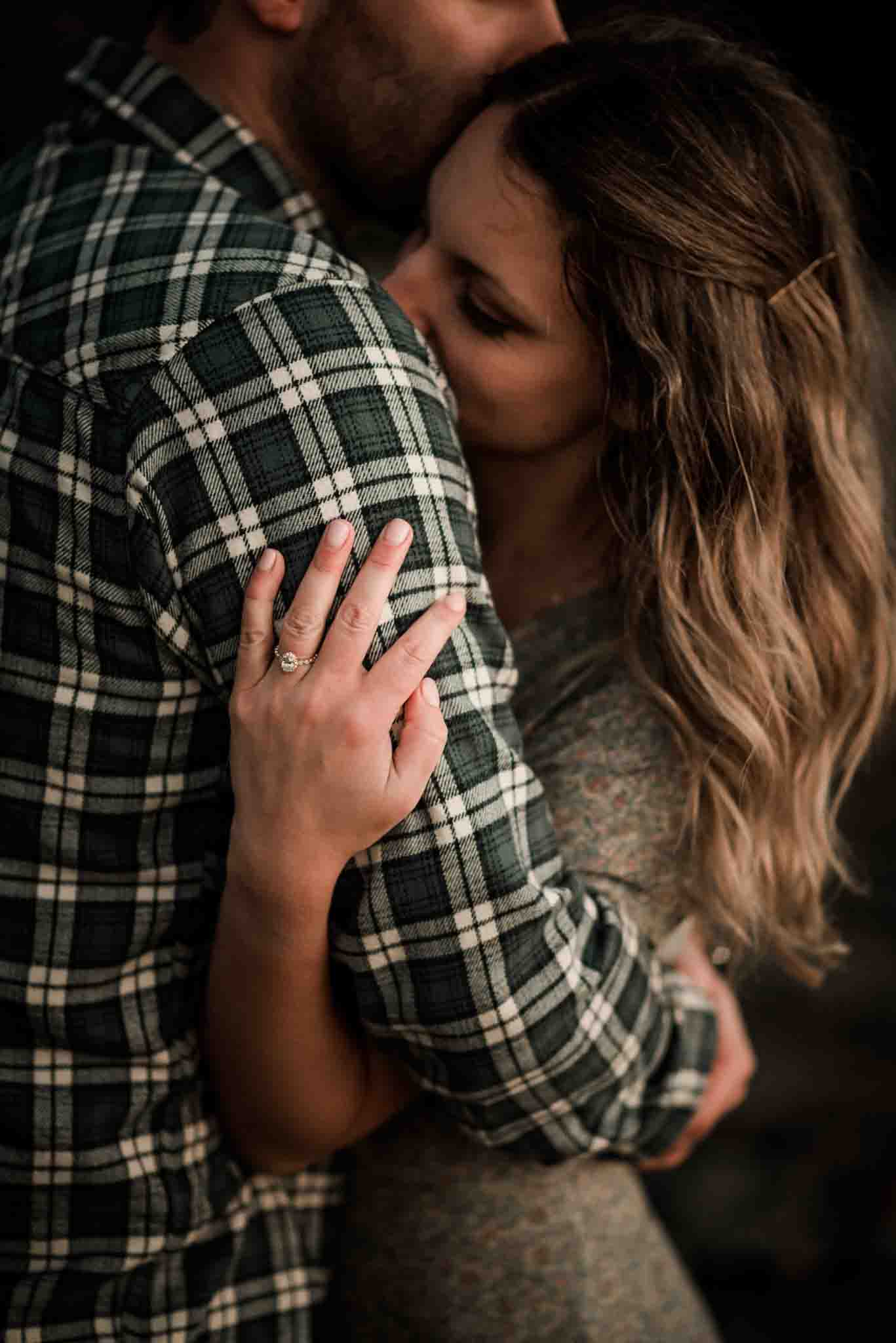 Oregon coast engagement session with warm flannel shirt and flowy dress inspiration outfits