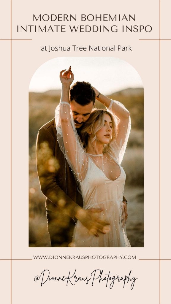 intimate bohemian joshua tree national park elopement with neutral tones and delicate details
